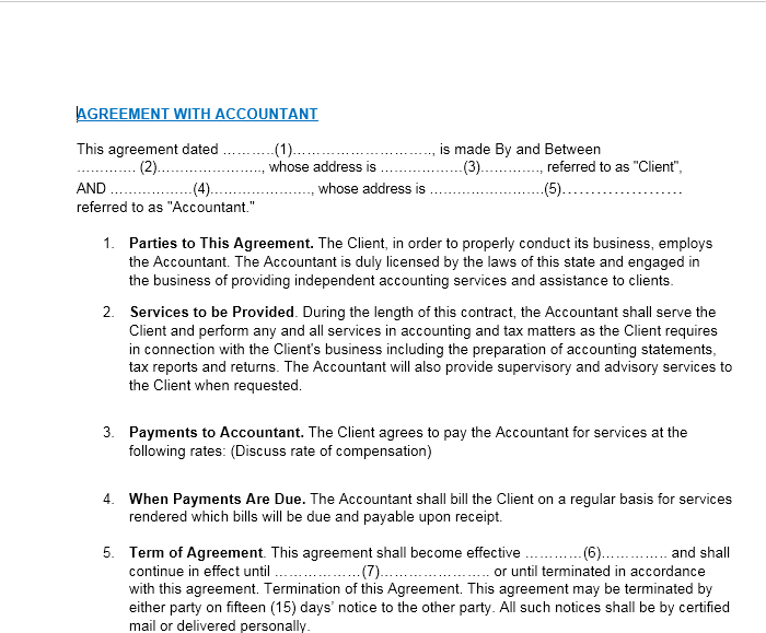 Accounting Contract Template